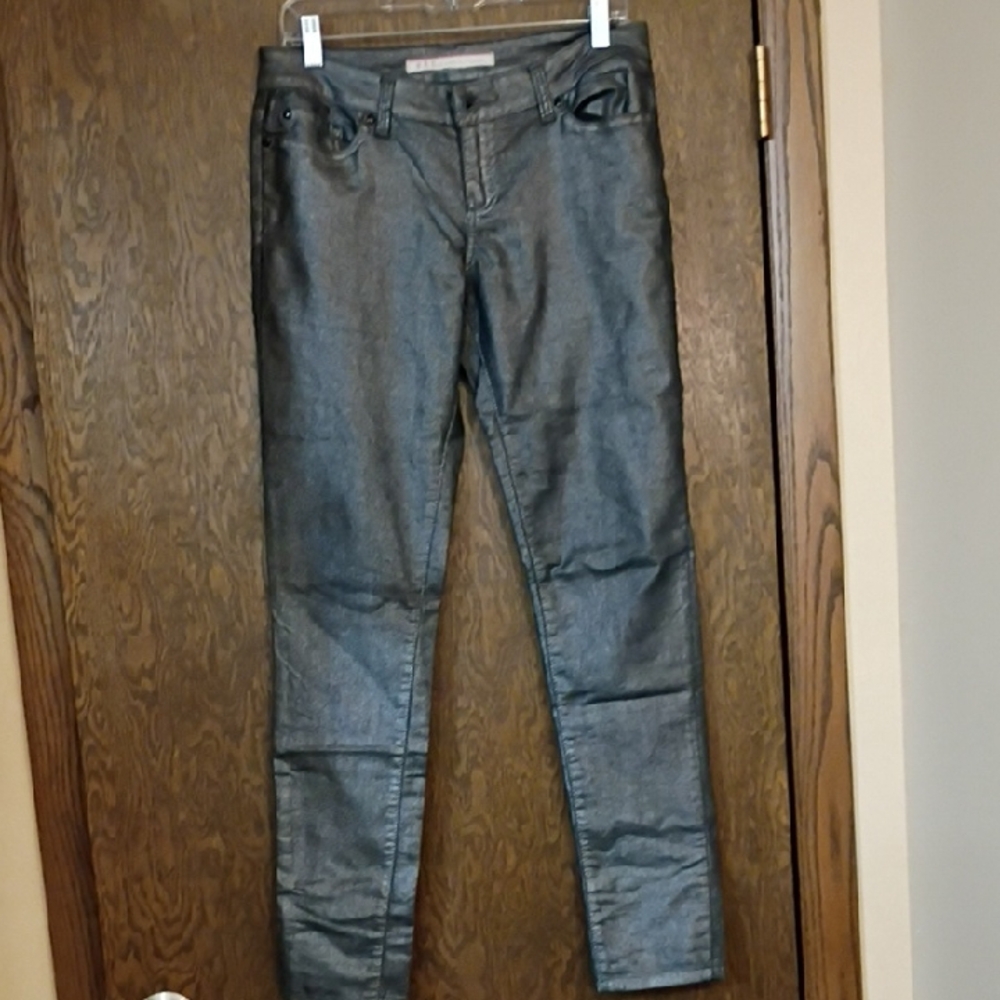 Metallic Gray Skinny Jeans